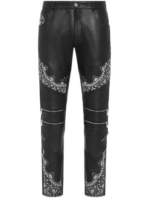 Philipp Plein slim-cut leather trousers - Black