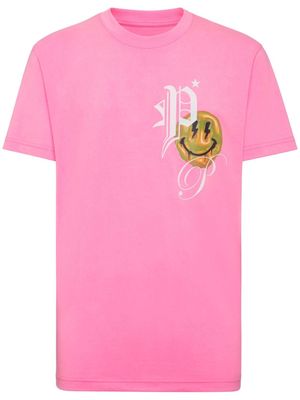 Philipp Plein Smile-print cotton T-shirt - Pink