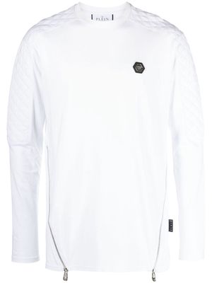 Philipp Plein Snake-print long-sleeve T-shirt - White