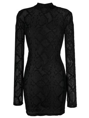 Philipp Plein snakeskin-print sheer dress - Black