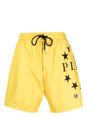 Philipp Plein Star-logo swim shorts - Yellow