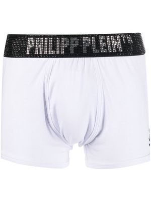 Philipp Plein Stones rhinestone-logo boxers - White