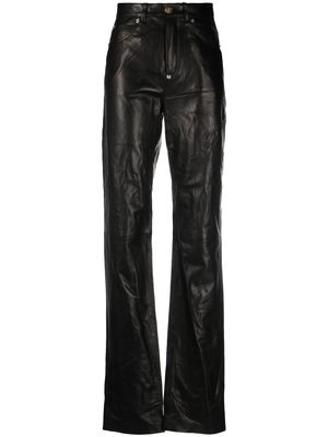 Philipp Plein straight-leg lambskin trousers - Black