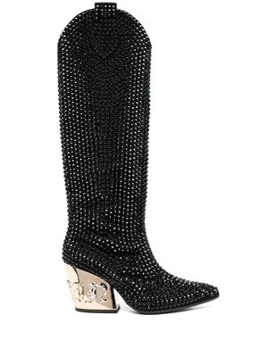 Philipp Plein Strass CowBoy calf-length boots - Black