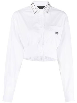 Philipp Plein stud-embellished cropped shirt - White