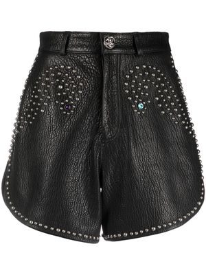 Philipp Plein stud-embellished leather hot pants - Black