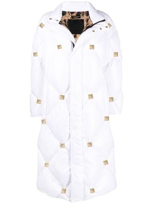 Philipp Plein studded quilted puffer down jacket - White