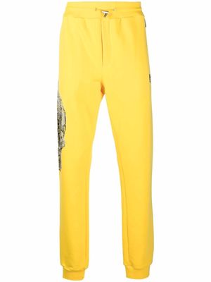 Philipp Plein studded side-skull trackpants - Yellow