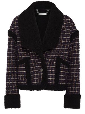 Philipp Plein tartan-check shearling tweed jacket - Black