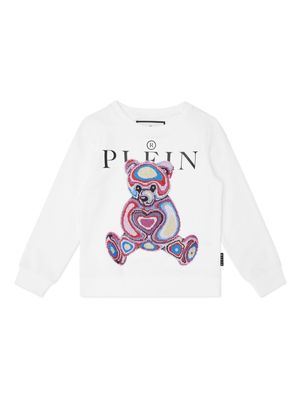 Philipp Plein Teddy Bear crystal-embellished sweatshirt - White