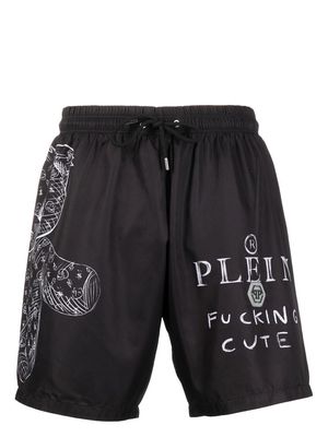 Philipp Plein teddy bear-print swim shorts - Black