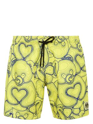 Philipp Plein Teddy Bear-print swim shorts - Yellow