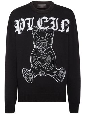 Philipp Plein teddy bear-print wool jumper - Black