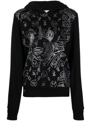 Philipp Plein Teddy-Bear sequin-embellishment hoodie - Black