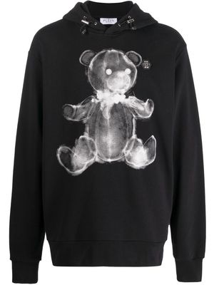 Philipp Plein teddy print cotton hoodie - Black