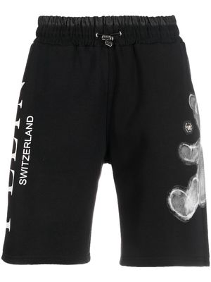 Philipp Plein teddy-print track shorts - Black