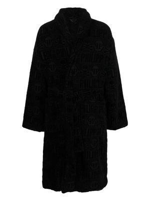 Philipp Plein tiger-print bead-embellished cotton bathrobe - Black