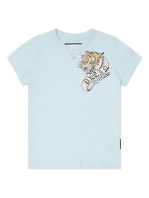 Philipp Plein tiger-print cotton T-shirt - Blue