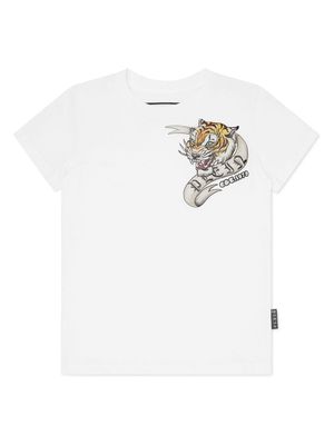 Philipp Plein tiger-print cotton T-shirt - White