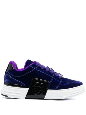Philipp Plein tonal-logo lace-up velvet sneakers - Purple