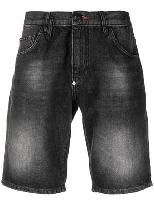 Philipp Plein washed denim shorts - Black