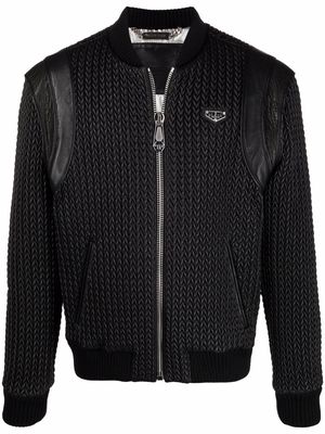 Philipp Plein woven leather bomber jacket - Black