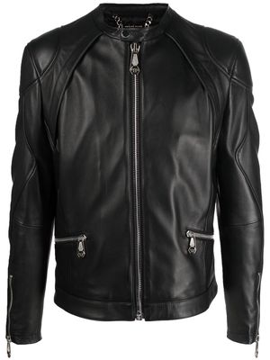 Philipp Plein zip-through biker jacket - Black