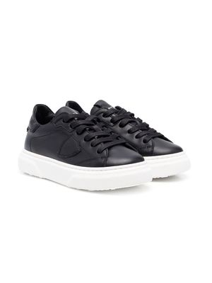 PHILIPPE MODEL KIDS TEEN logo-patch leather sneakers - Black