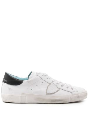 Philippe Model Paris logo-patch distressed leather sneakers - White