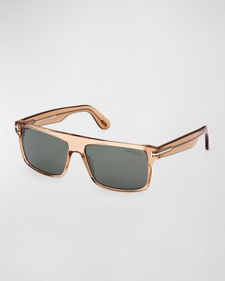 Philippe Rectangle Semi-Transparent Acetate Sunglasses