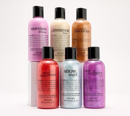 philosophy choice of 6pc 6oz holiday shower gel collection