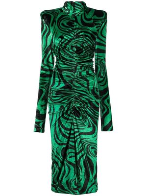 Philosophy Di Lorenzo Serafini abstract-print gathered midi dress - Green