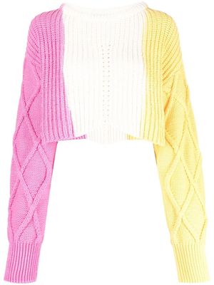Philosophy Di Lorenzo Serafini colour-block cable-knit jumper - White