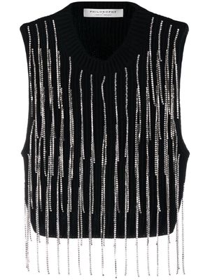 Philosophy Di Lorenzo Serafini crystal-embellished cropped sweater vest - Black