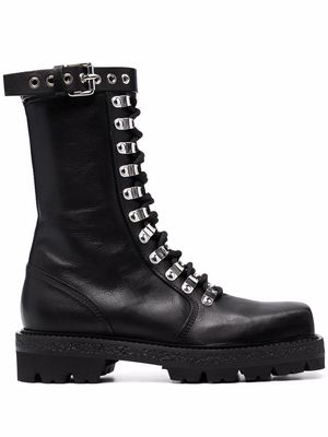 Philosophy Di Lorenzo Serafini debossed-logo strap leather boots - Black