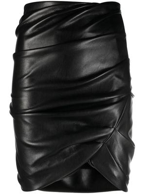 Philosophy Di Lorenzo Serafini draped faux-leather miniskirt - Black