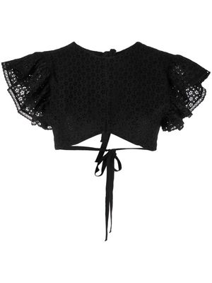 Philosophy Di Lorenzo Serafini embroidered cropped cotton blouse - Black