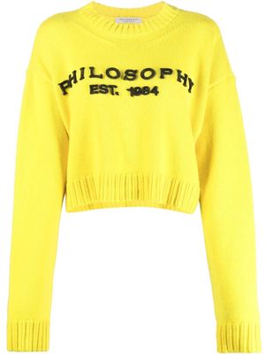 Philosophy Di Lorenzo Serafini embroidered-logo virgin wool jumper - Yellow