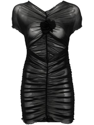 Philosophy Di Lorenzo Serafini floral-appliqué mesh mini dress - Black