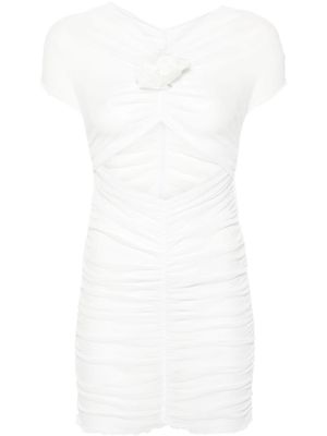 Philosophy Di Lorenzo Serafini floral-appliqué ruched mini dress - White