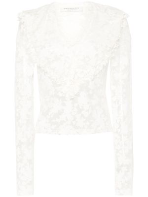 Philosophy Di Lorenzo Serafini floral-devoré semi-sheer blouse - White