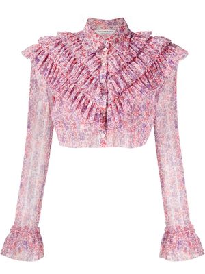 Philosophy Di Lorenzo Serafini floral-print ruffled crop blouse - Pink