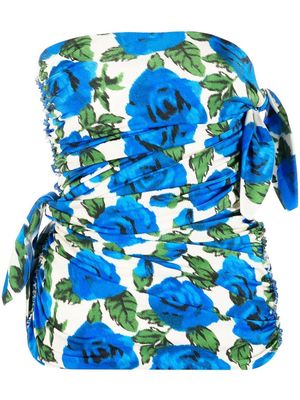 Philosophy Di Lorenzo Serafini floral-print strapless top - Blue