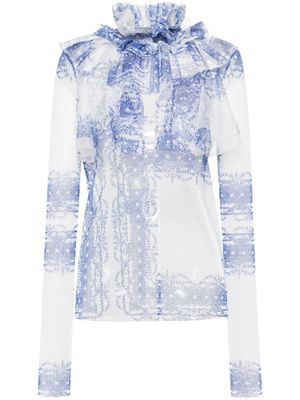 Philosophy Di Lorenzo Serafini floral-print tulle blouse - Blue