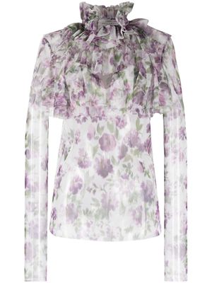 Philosophy Di Lorenzo Serafini floral-print tulle blouse - Purple
