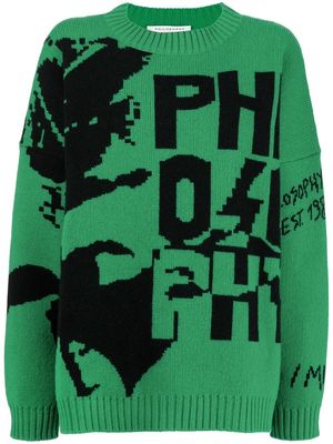 Philosophy Di Lorenzo Serafini graphic-print virgin-wool jumper - Green
