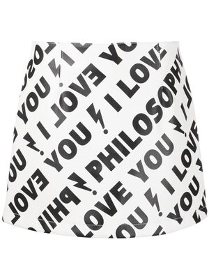 Philosophy Di Lorenzo Serafini I Love You Philosophy-print miniskirt - White