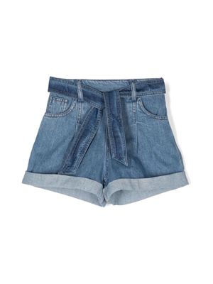 Philosophy Di Lorenzo Serafini Kids belted-waist denim shorts - Blue