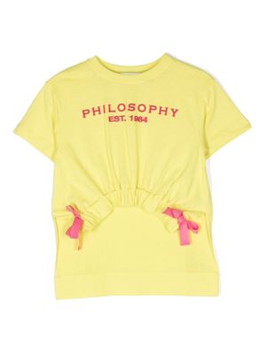 Philosophy Di Lorenzo Serafini Kids bow-detail cotton T-shirt - Yellow