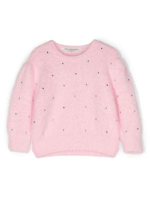 Philosophy Di Lorenzo Serafini Kids crystal-embellished brushed jumper - Pink